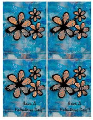 Inky Flowers Blue Background A2 Card Fronts