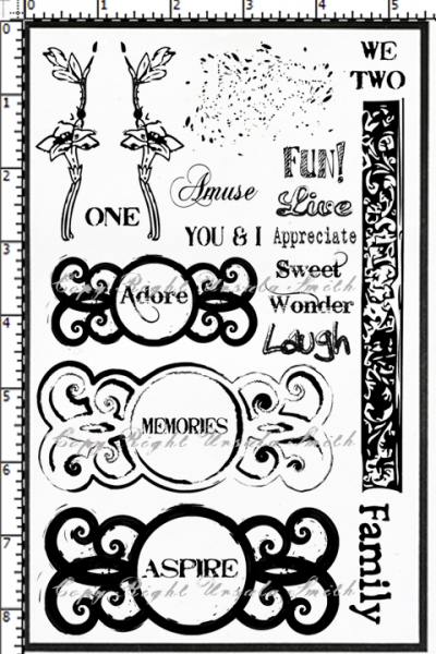 Circle Frames and Words Rubber Stamps