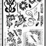 Scroll Flourishes and Flowers Rubber Stamps