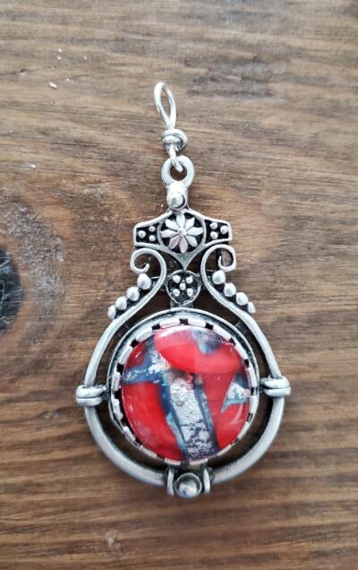 Red Glass in Silver Color Pendant