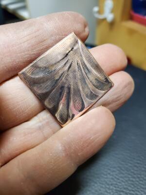 Rolling Mill Imprints on Copper with Yupo Paper Cut on Silhouette 2