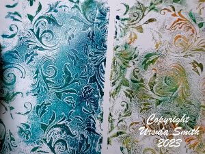 2 Gelli Plate Transfers with Stencil Results 1