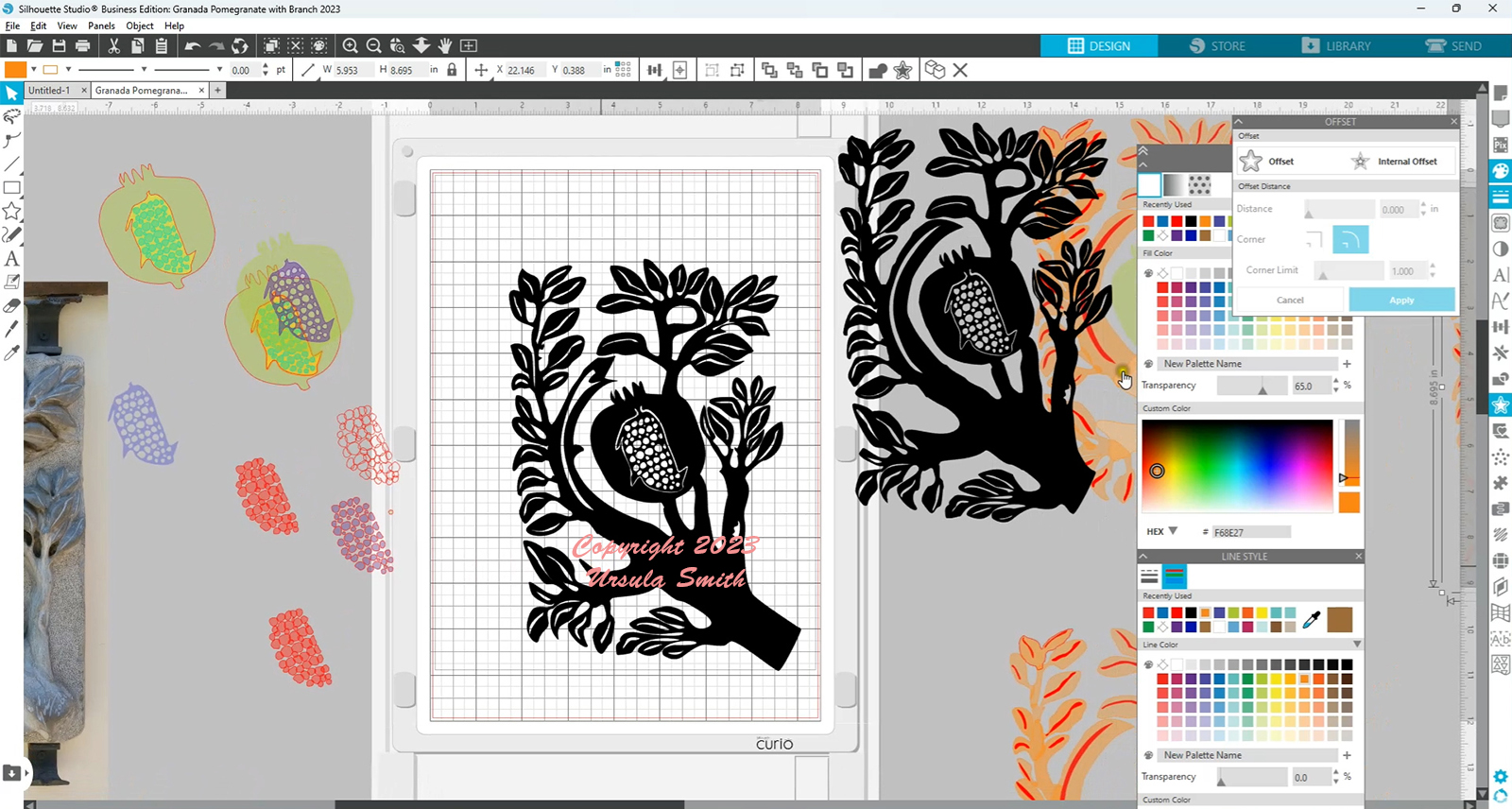 Creating Silhouette Studio Shapes for Embossing Folders Pomegranate Demo 4